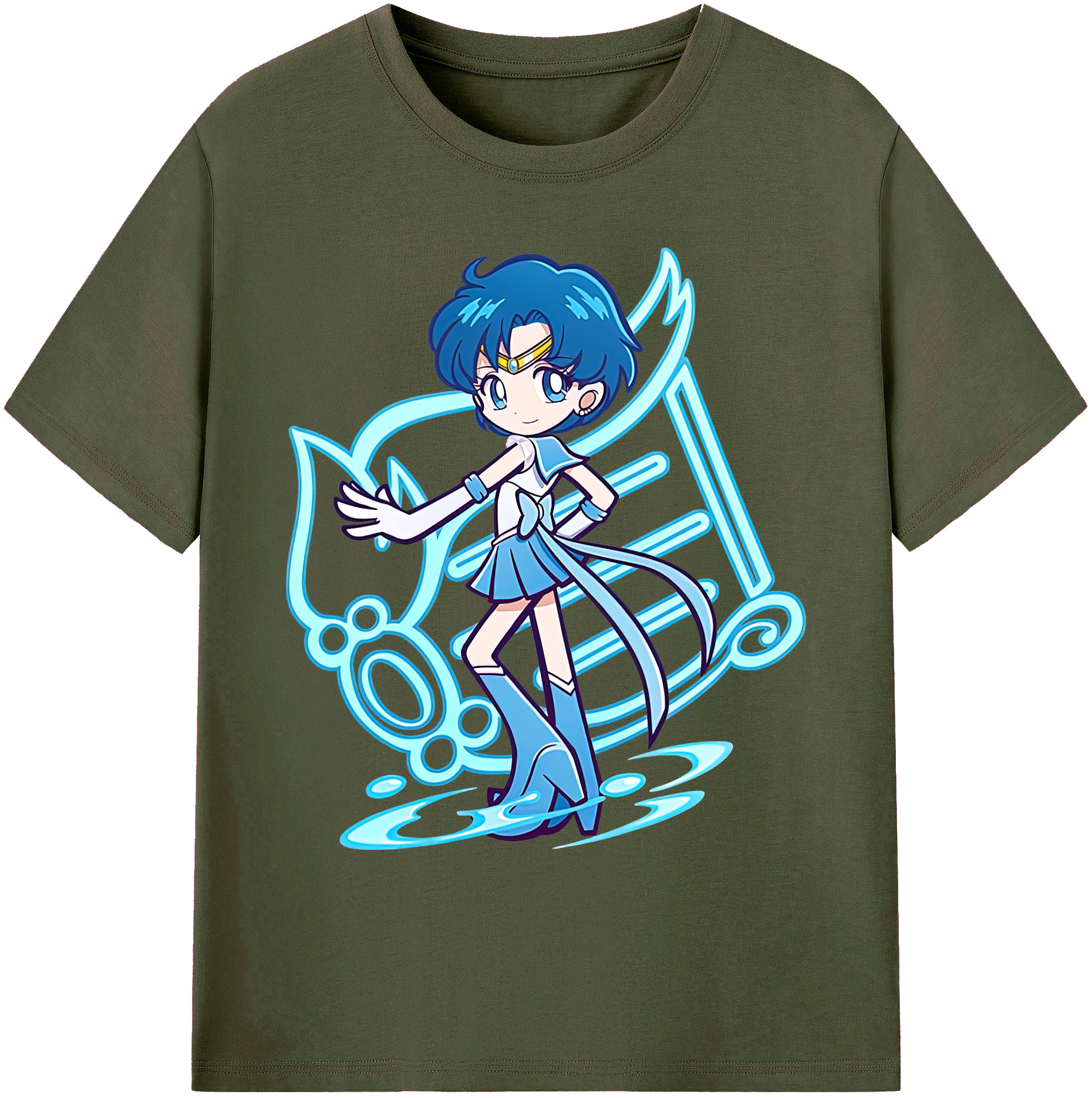 （画像用） 美少女戦士セーラームーン 水野 亜美 みずの あみ Sailor Moon Mizuno Ami 綿100％ メンズ半袖Tシャツ｜肌触りやわらか＆通気性